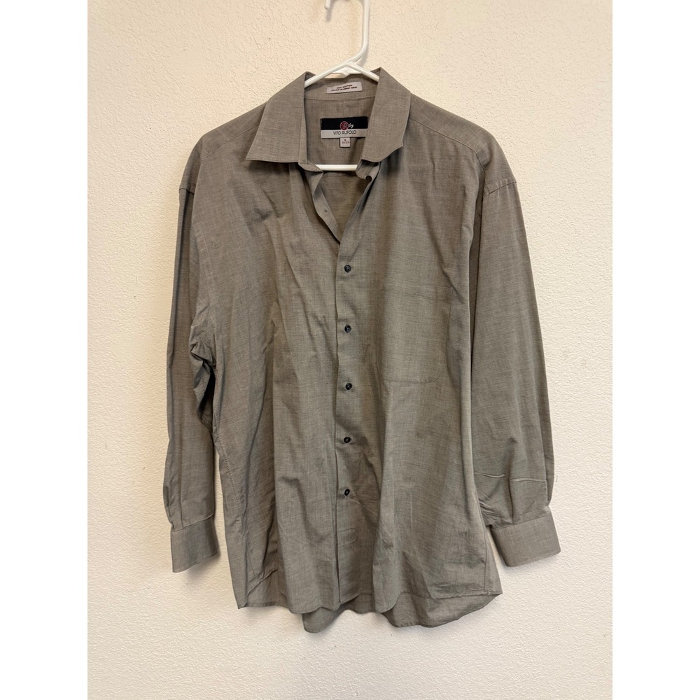 Vito Rufolo Men's Dress Shirt Size 16 32/33 Gray Cotton Long Sleeve